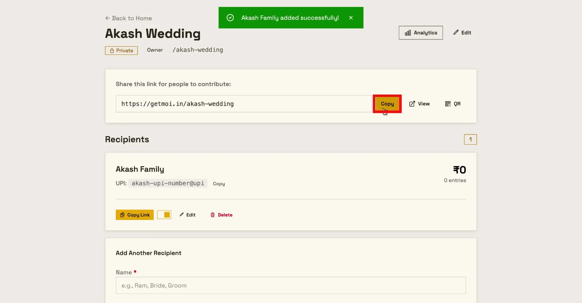 Copy the contribution link from the navigation bar